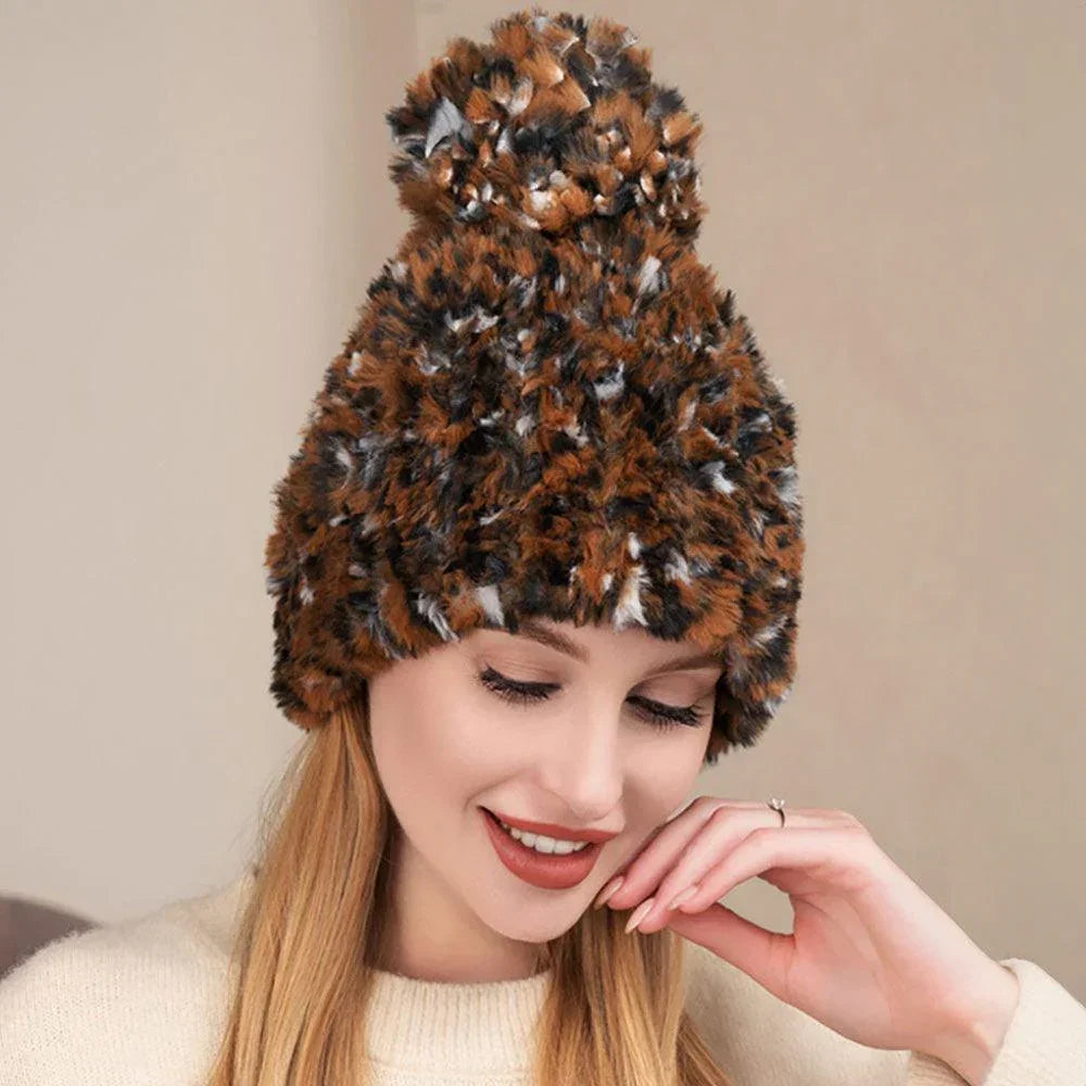Mixed Color Faux Fur Pom Pom Beanie Hat - Jewelry Store by Erik Rayo