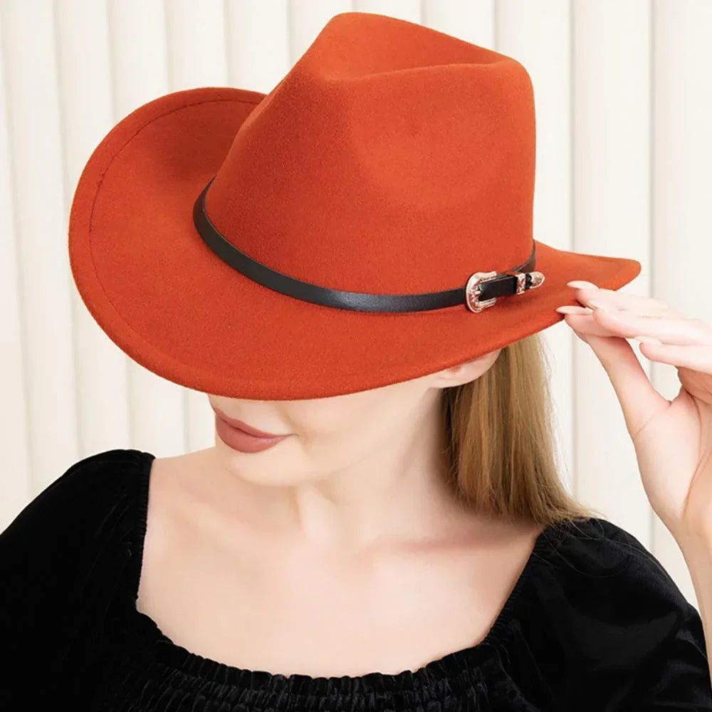 Belt Buckle Faux Leather Band Solid Fedora Panama Hat - Jewelry Store by Erik Rayo