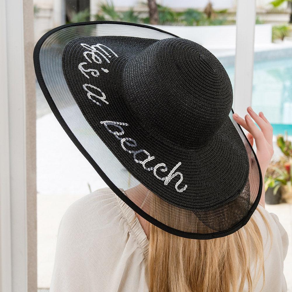 Life is a beach Message Mesh Brim Straw Sun Hat