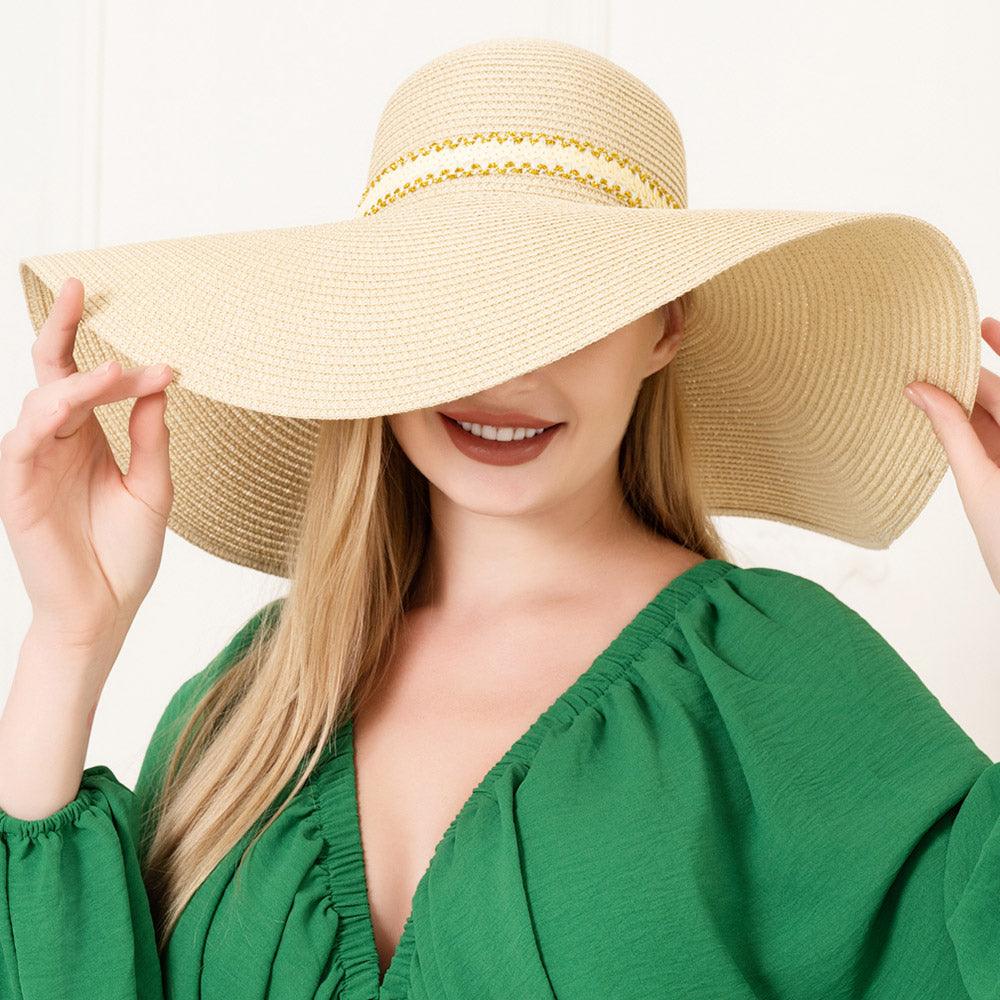 Sequin Band Pointed Straw Sun Hat