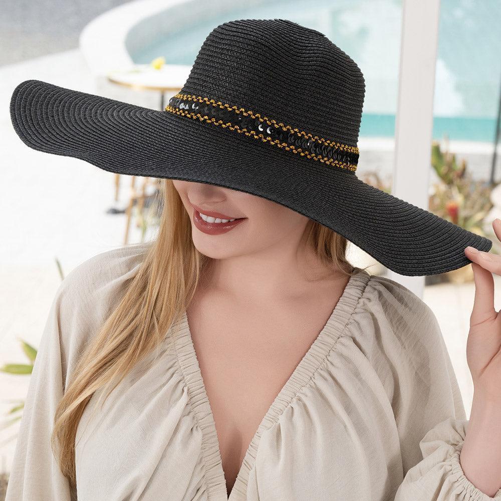 Sequin Band Pointed Straw Sun Hat - Jewelry Store by Erik Rayo
