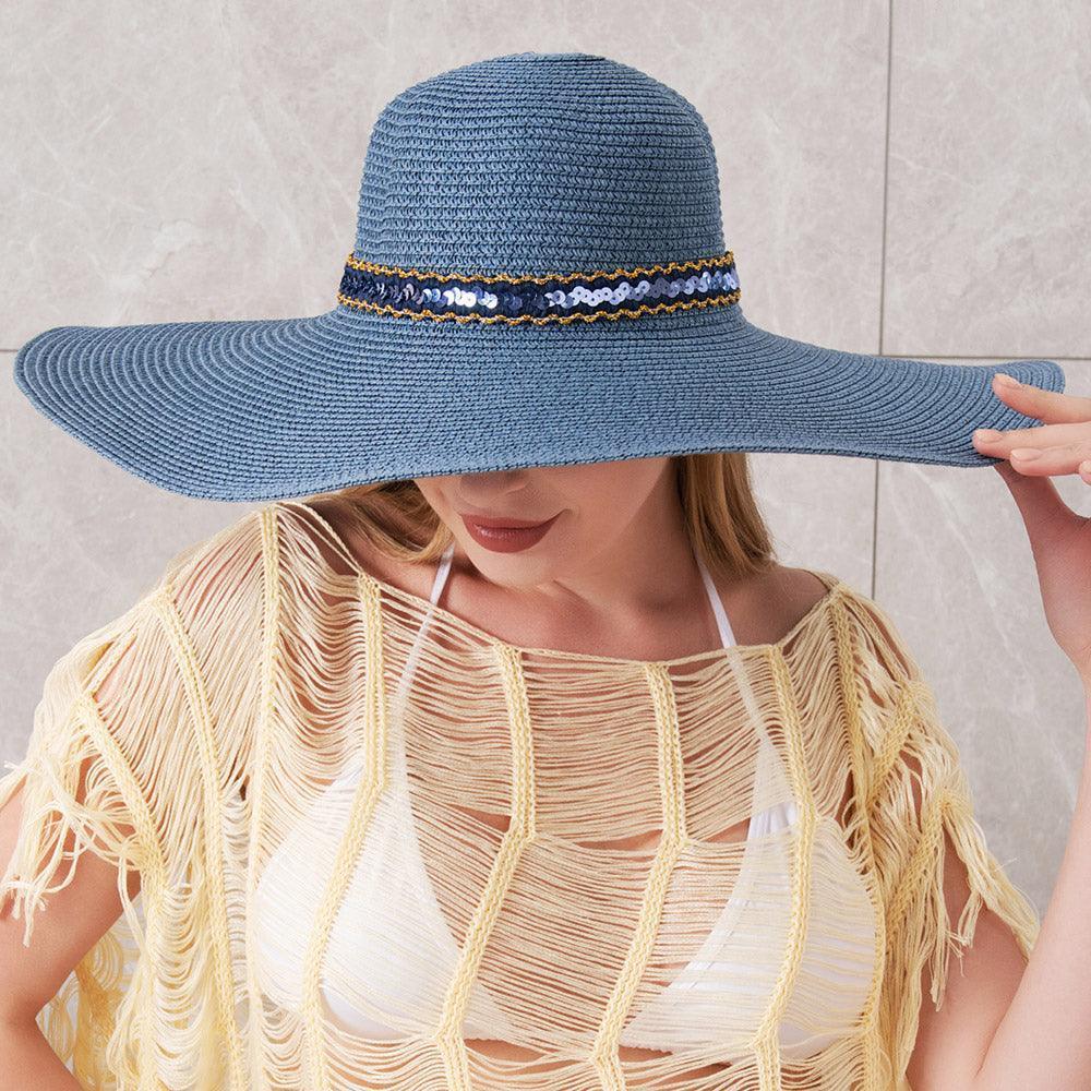 Sequin Band Pointed Straw Sun Hat - Jewelry Store by Erik Rayo