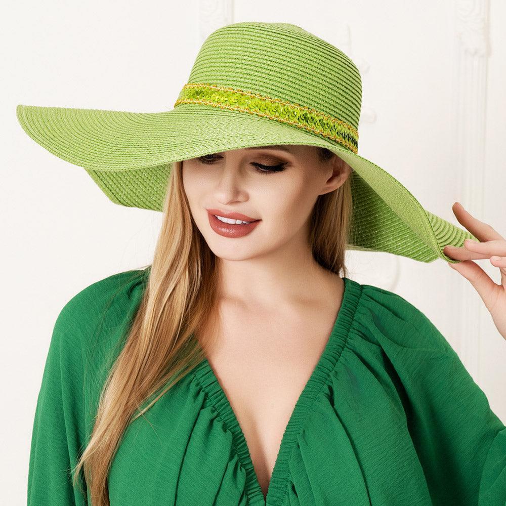 Sequin Band Pointed Straw Sun Hat - Jewelry Store by Erik Rayo
