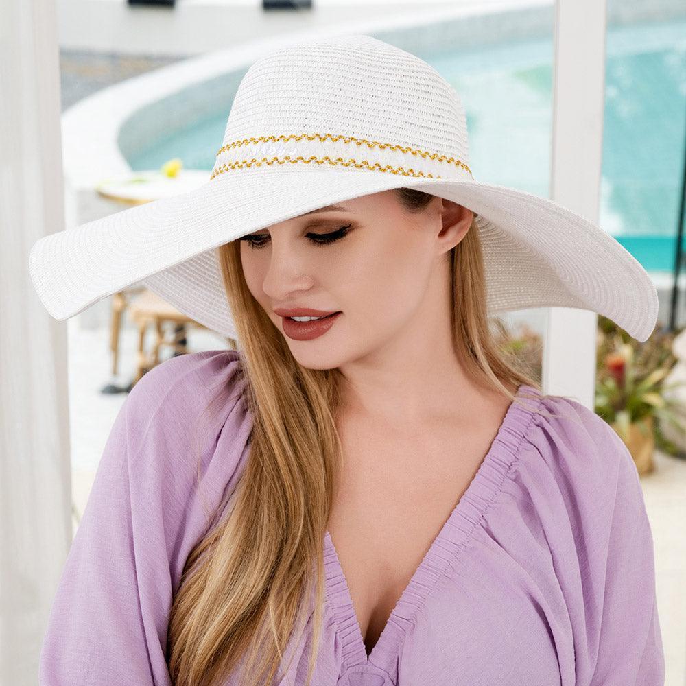 Sequin Band Pointed Straw Sun Hat - Jewelry Store by Erik Rayo