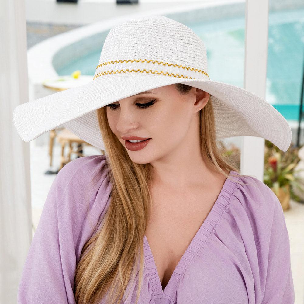 Sequin Band Pointed Straw Sun Hat