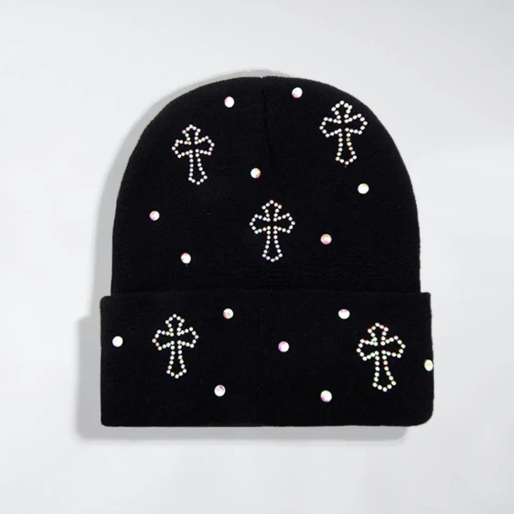 Bling Cross Beanie Hat - Jewelry Store by Erik Rayo