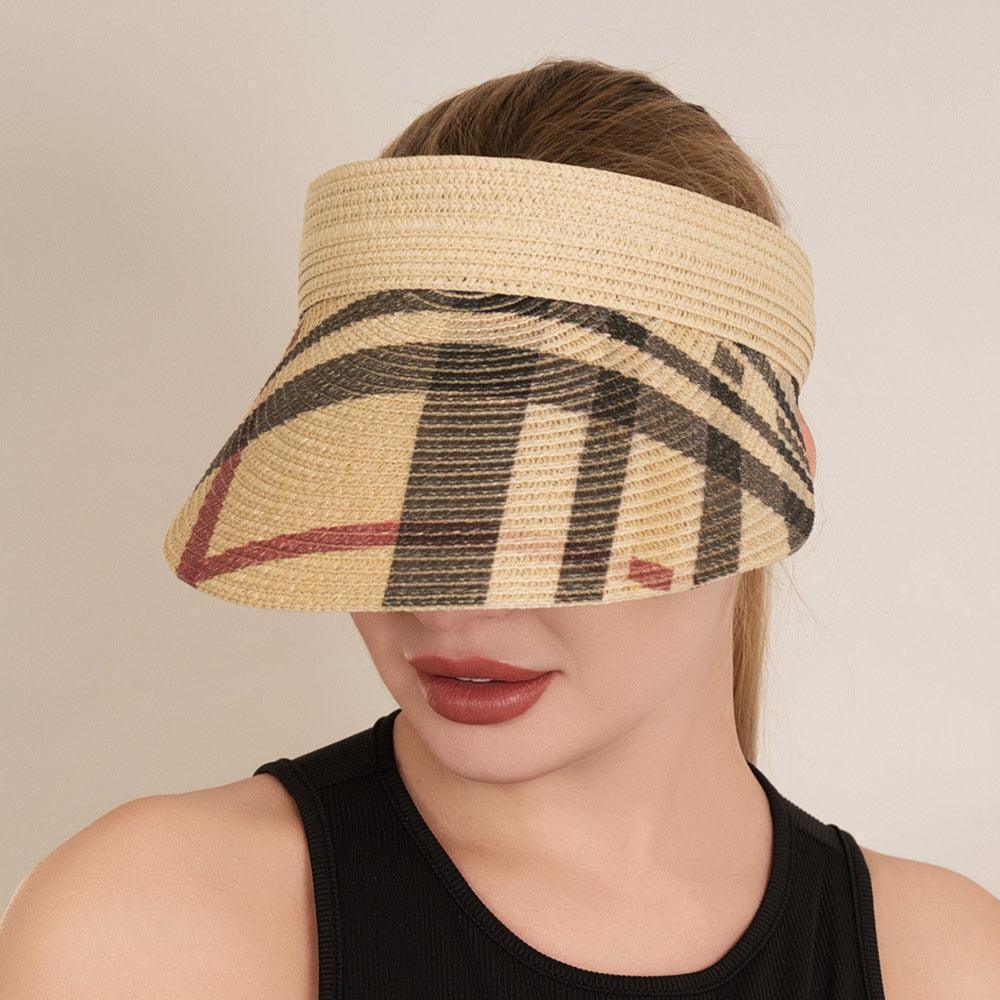 Checkered Printed Straw Visor Hat - Jewelry Store by Erik Rayo