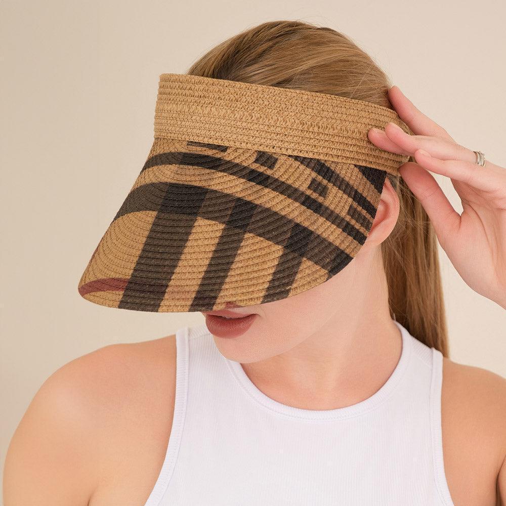 Checkered Printed Straw Visor Hat - Jewelry Store by Erik Rayo