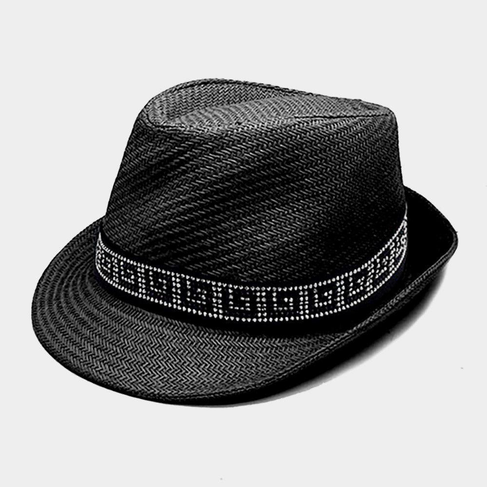 Greek Pattern Band Straw Sun Hat / Fedora - Jewelry Store by Erik Rayo