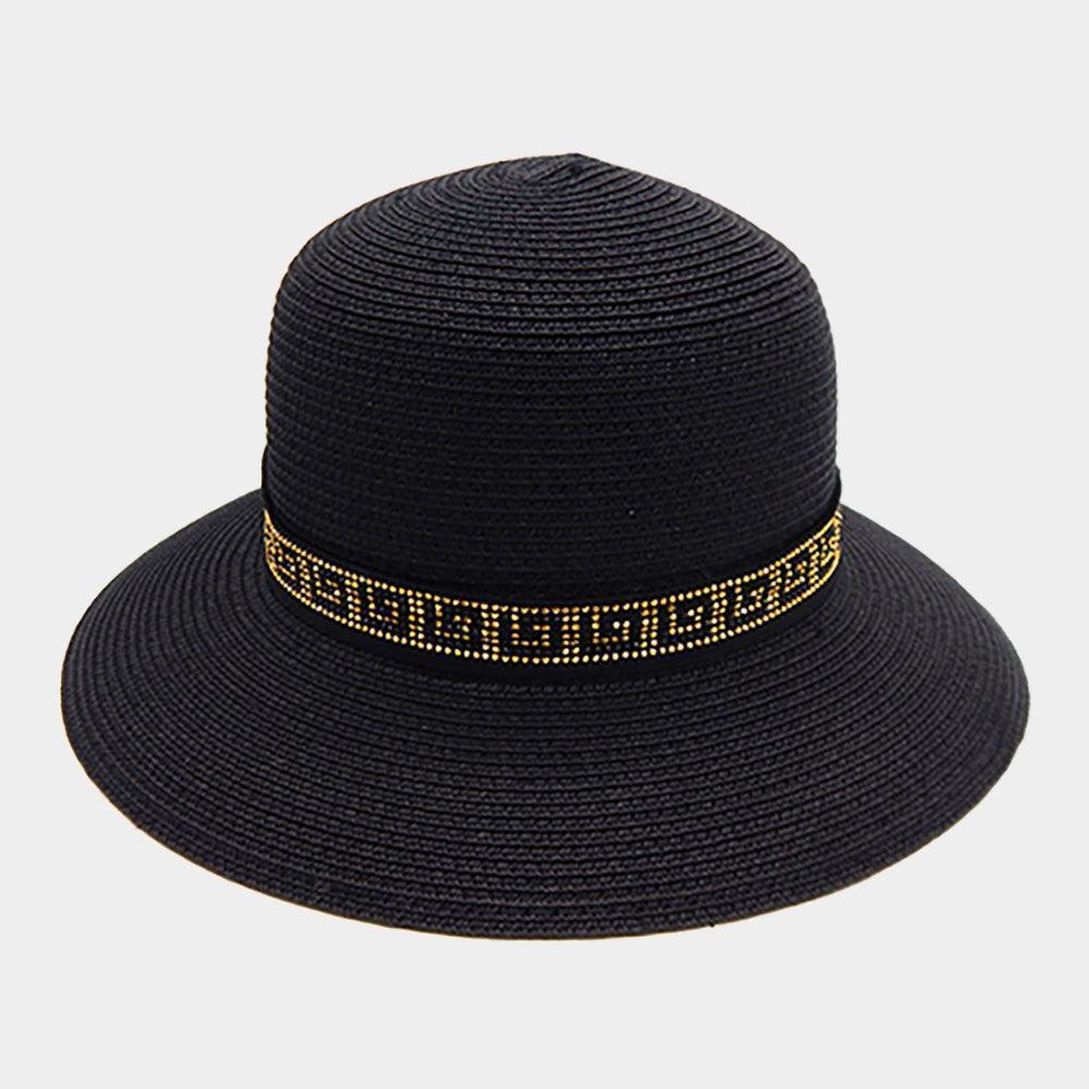 Greek Pattern Band Straw Sun Hat - Jewelry Store by Erik Rayo