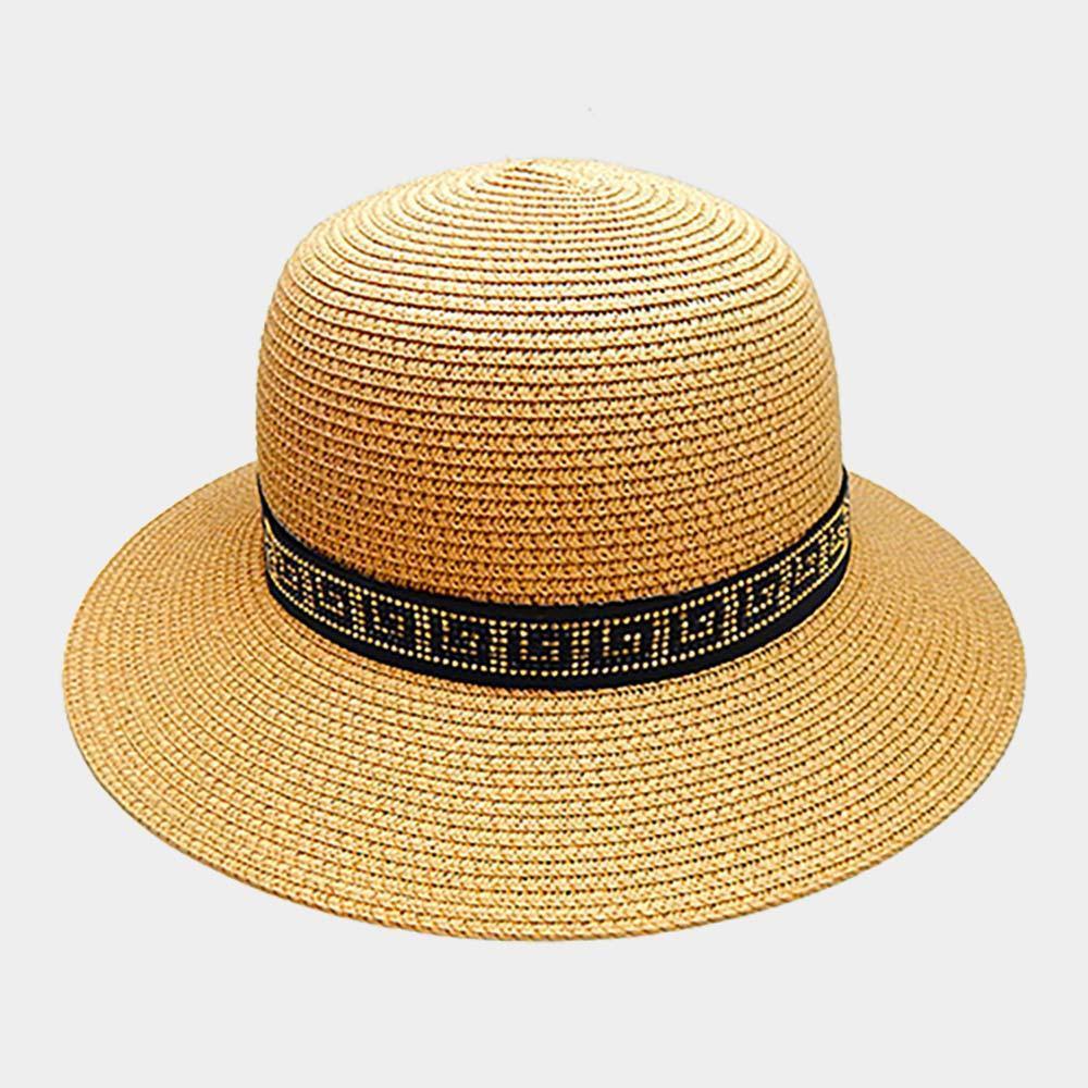 Greek Pattern Band Straw Sun Hat - Jewelry Store by Erik Rayo