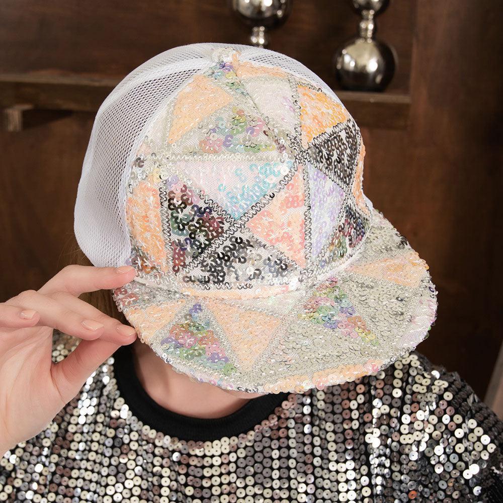 Bling Triangle Sequin Mesh Back Baseball Cap - Jewelry Store by Erik Rayo