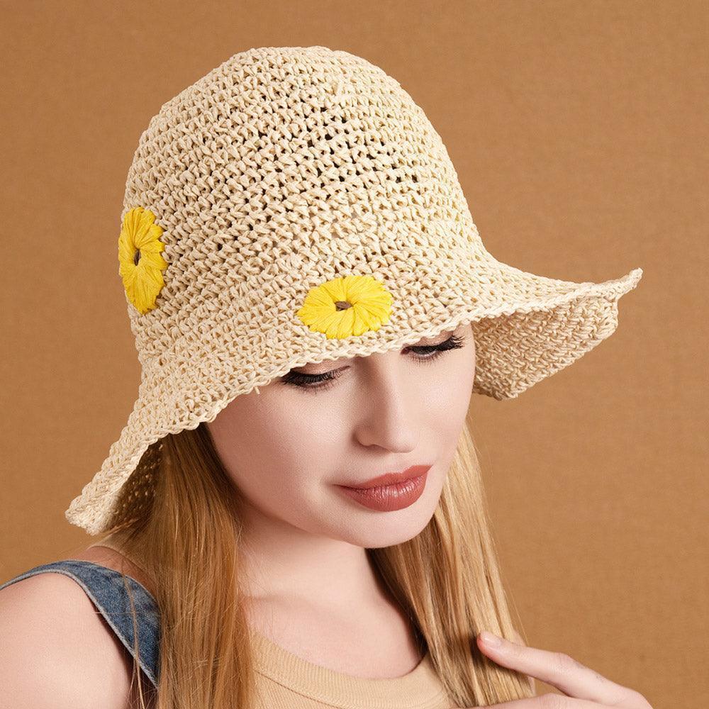 Raffia Flower Pointed Bucket Hat - Jewelry Store by Erik Rayo