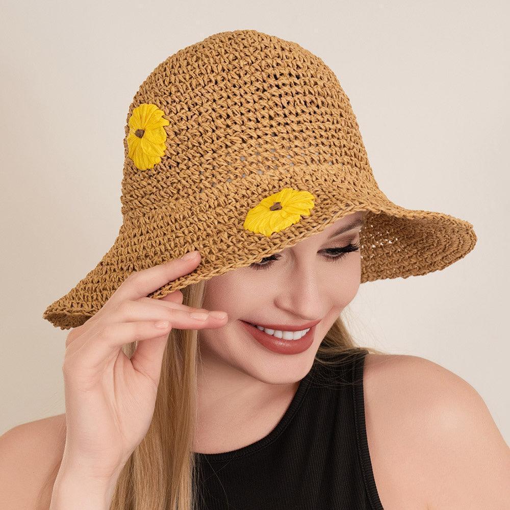 Raffia Flower Pointed Bucket Hat - Jewelry Store by Erik Rayo