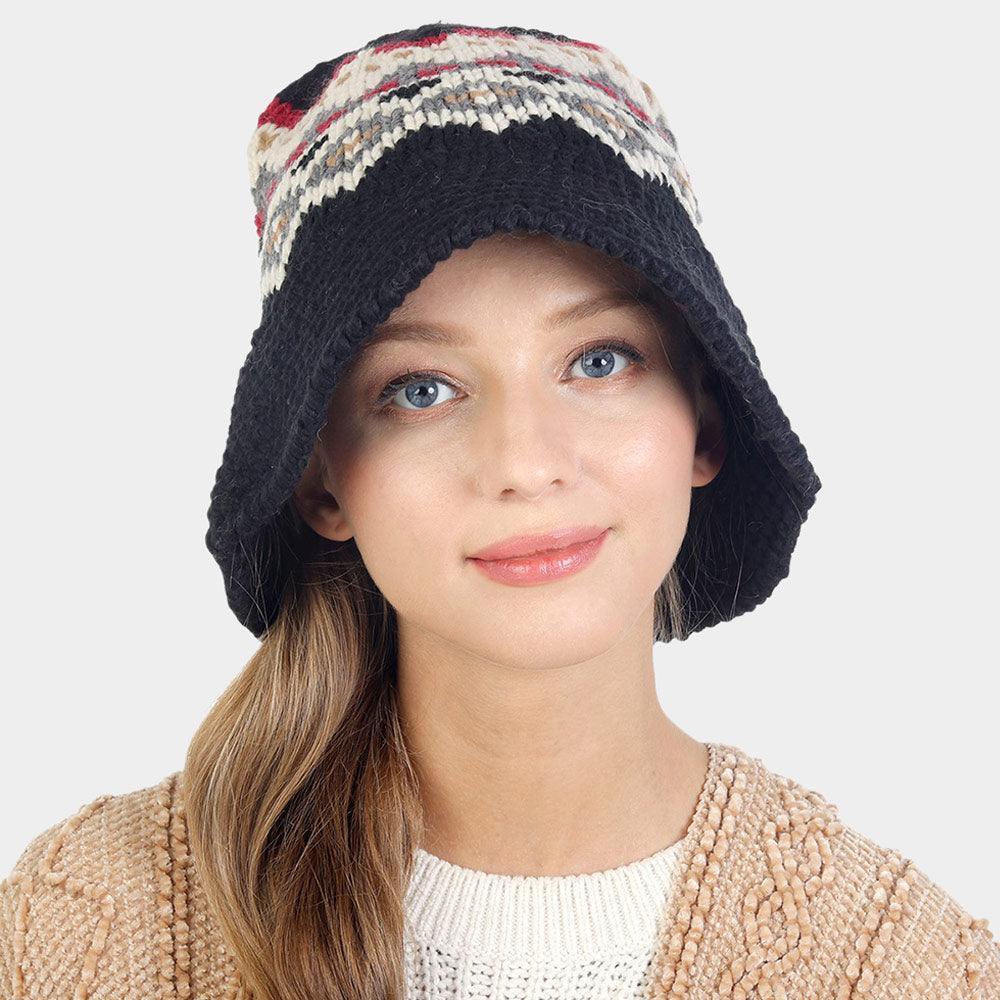 Nordic Pattern Knitted Bucket Hat - Jewelry Store by Erik Rayo