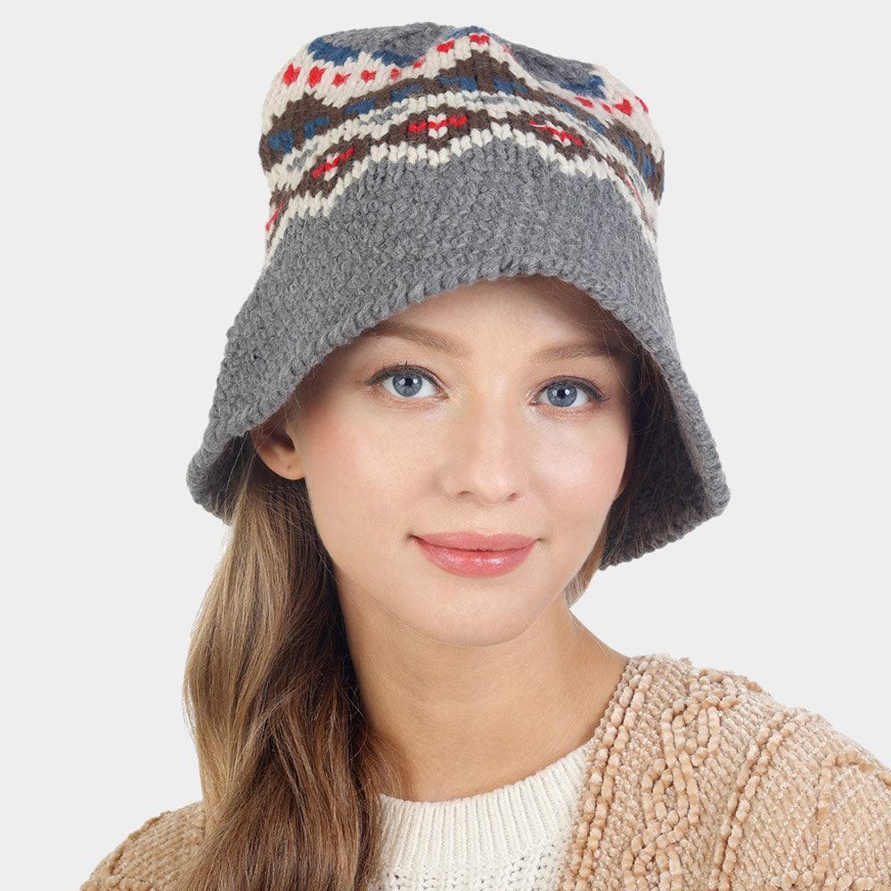 Nordic Pattern Knitted Bucket Hat - Jewelry Store by Erik Rayo