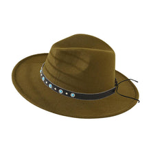 Load image into Gallery viewer, Turquoise Cowboy Trim Felt Panama Hat
