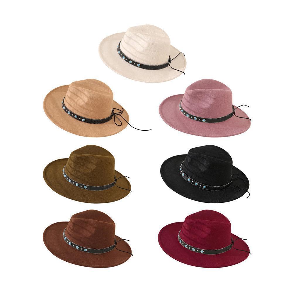 Turquoise Cowboy Trim Felt Panama Hat - Jewelry Store by Erik Rayo