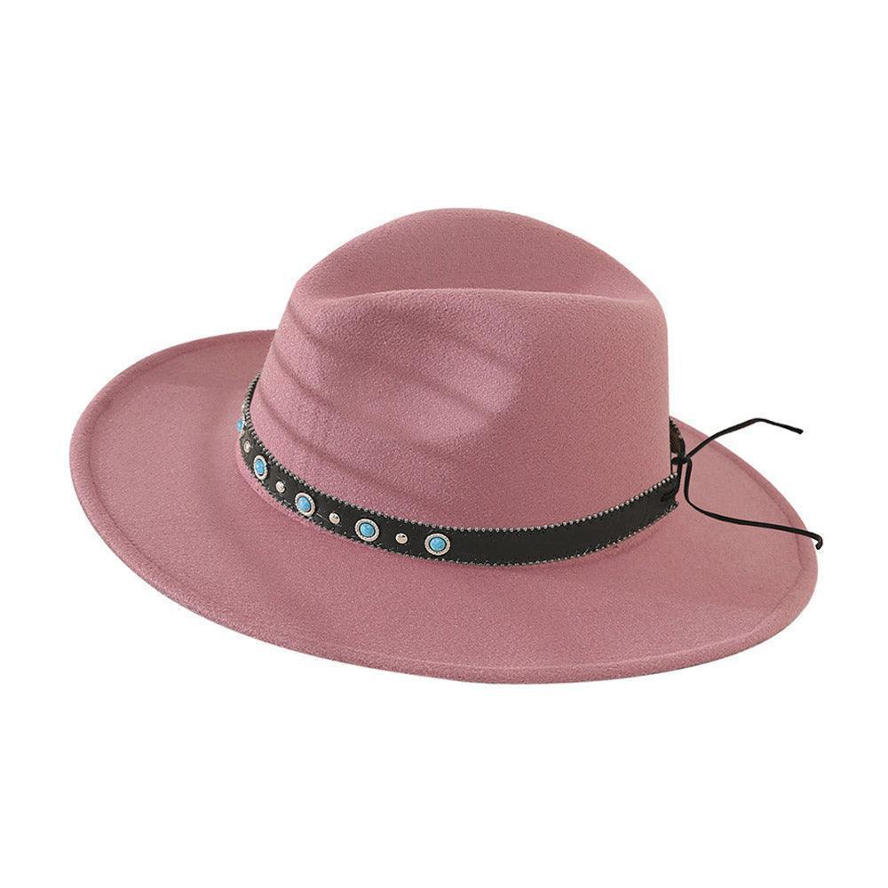 Turquoise Cowboy Trim Felt Panama Hat - Jewelry Store by Erik Rayo
