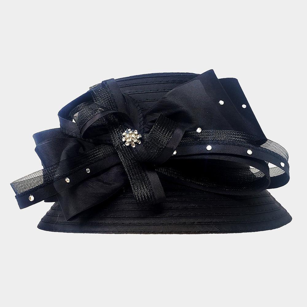 Stone Embellished Bow Accented Dressy Hat - Jewelry Store by Erik Rayo