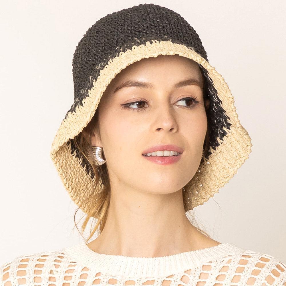 Two Tone Straw Bucket Hat - Jewelry Store by Erik Rayo