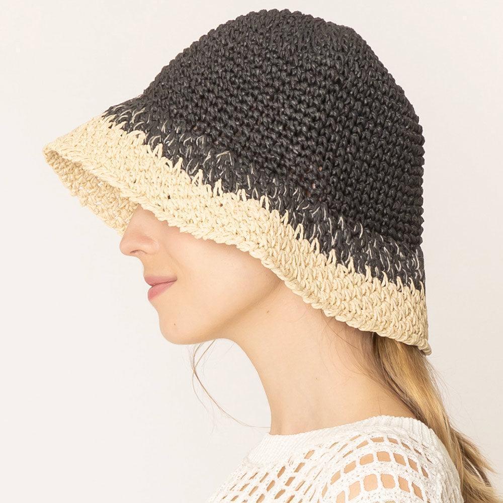 Two Tone Straw Bucket Hat - Jewelry Store by Erik Rayo