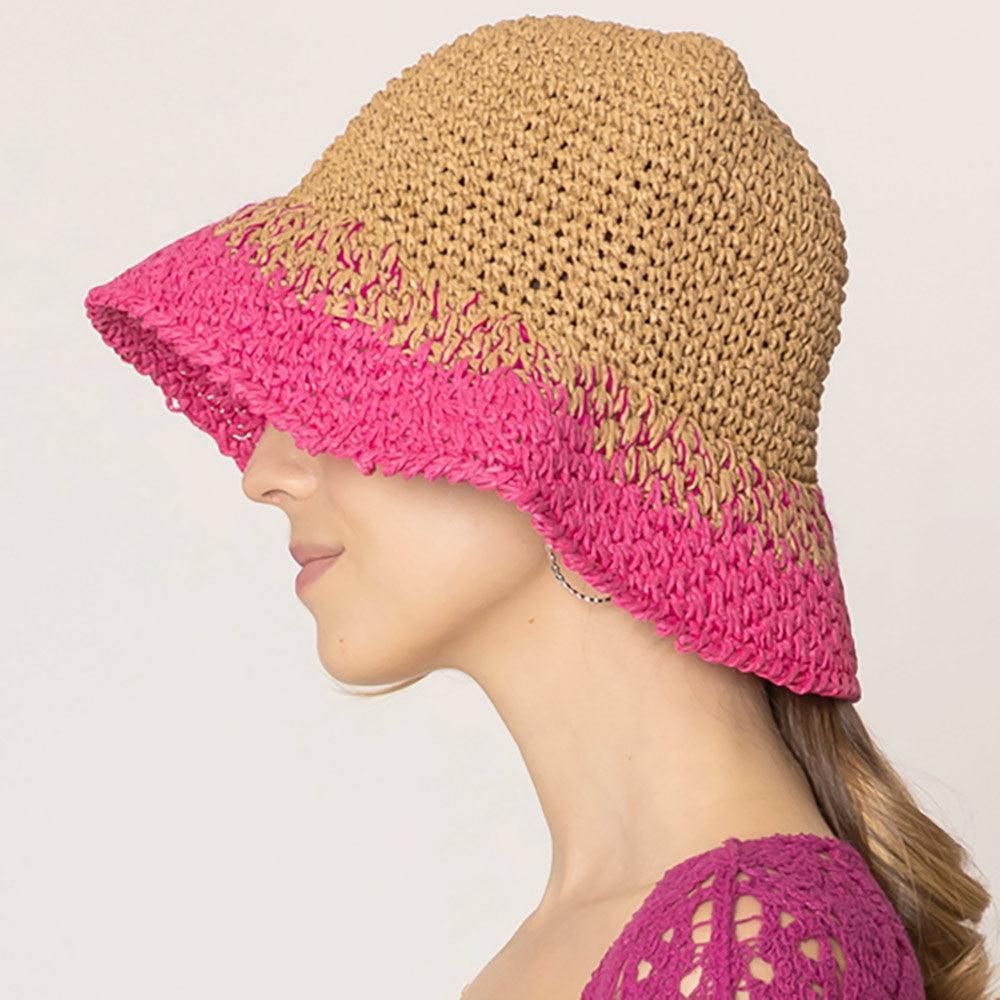 Two Tone Straw Bucket Hat - Jewelry Store by Erik Rayo