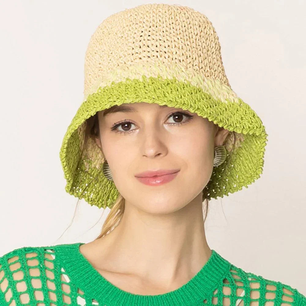 Two Tone Straw Bucket Hat - Jewelry Store by Erik Rayo