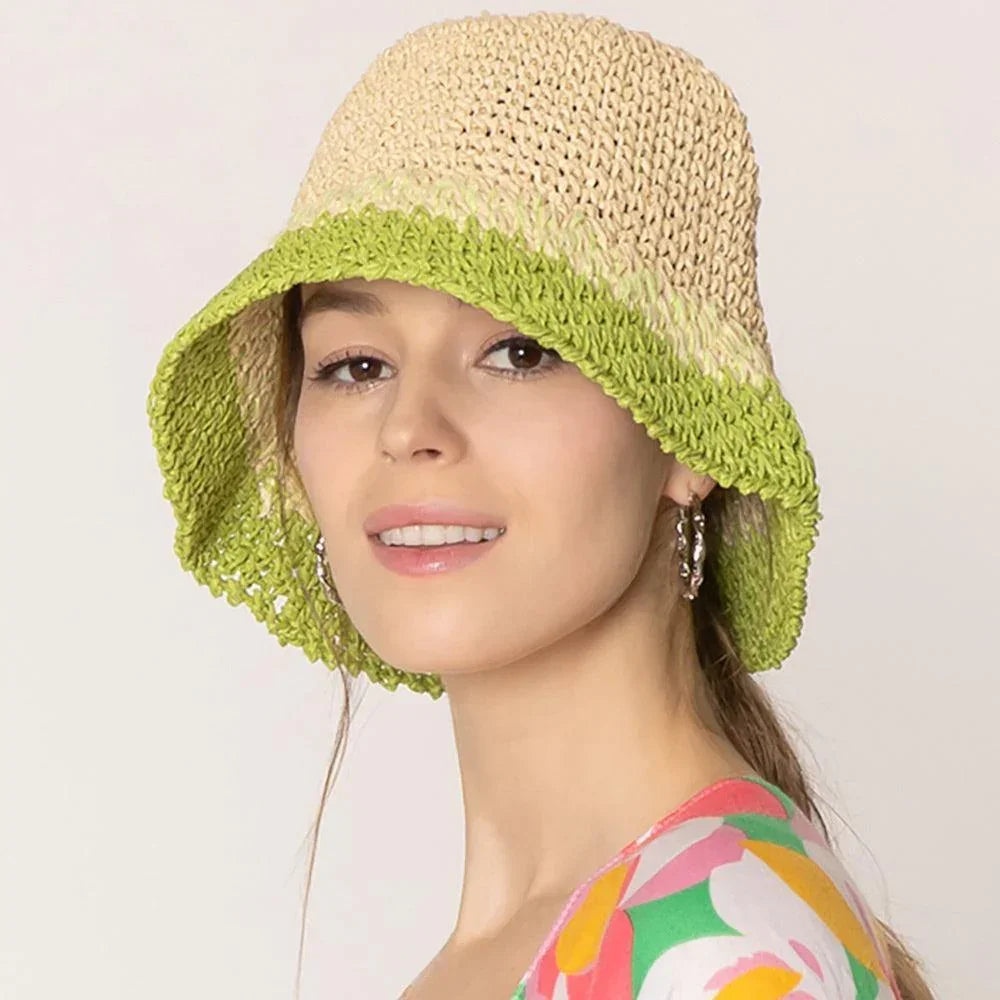 Two Tone Straw Bucket Hat - Jewelry Store by Erik Rayo