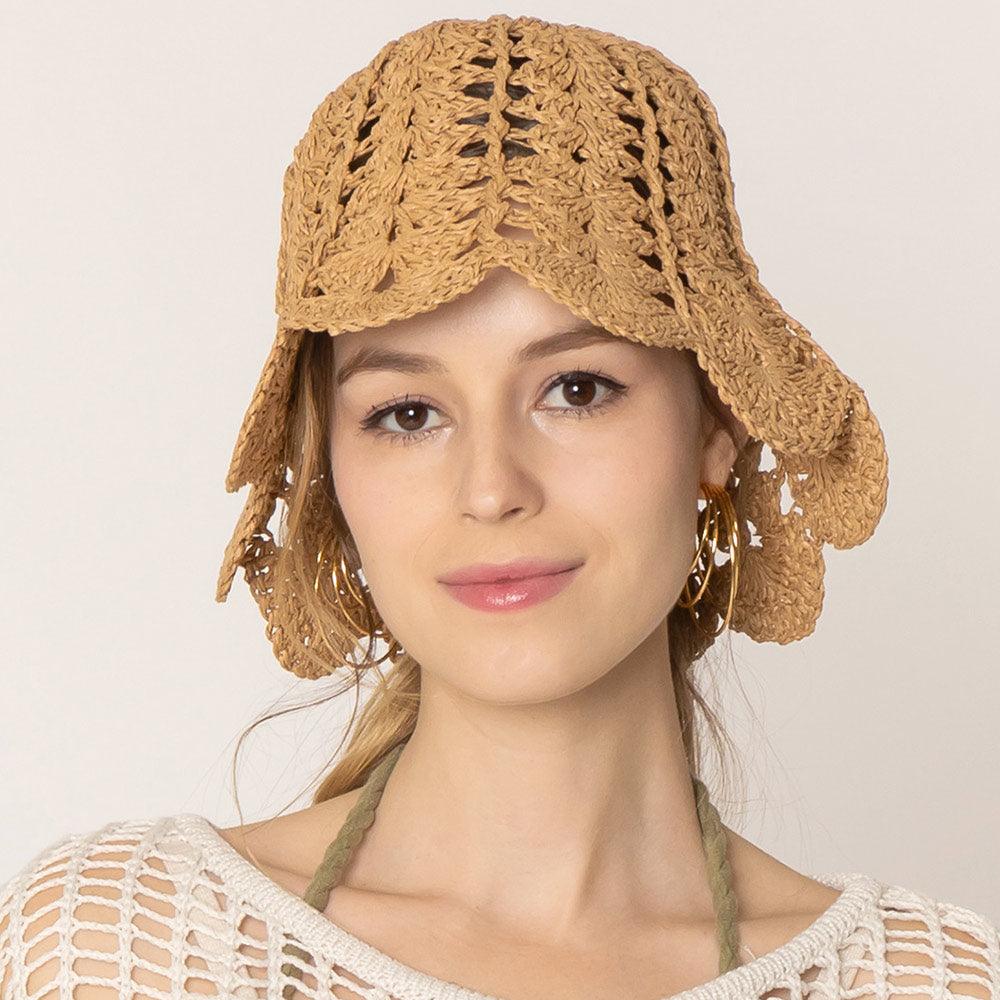 Open Weave Straw Bucket Hat