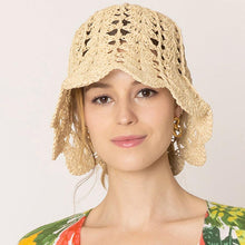 Load image into Gallery viewer, Open Weave Straw Bucket Hat
