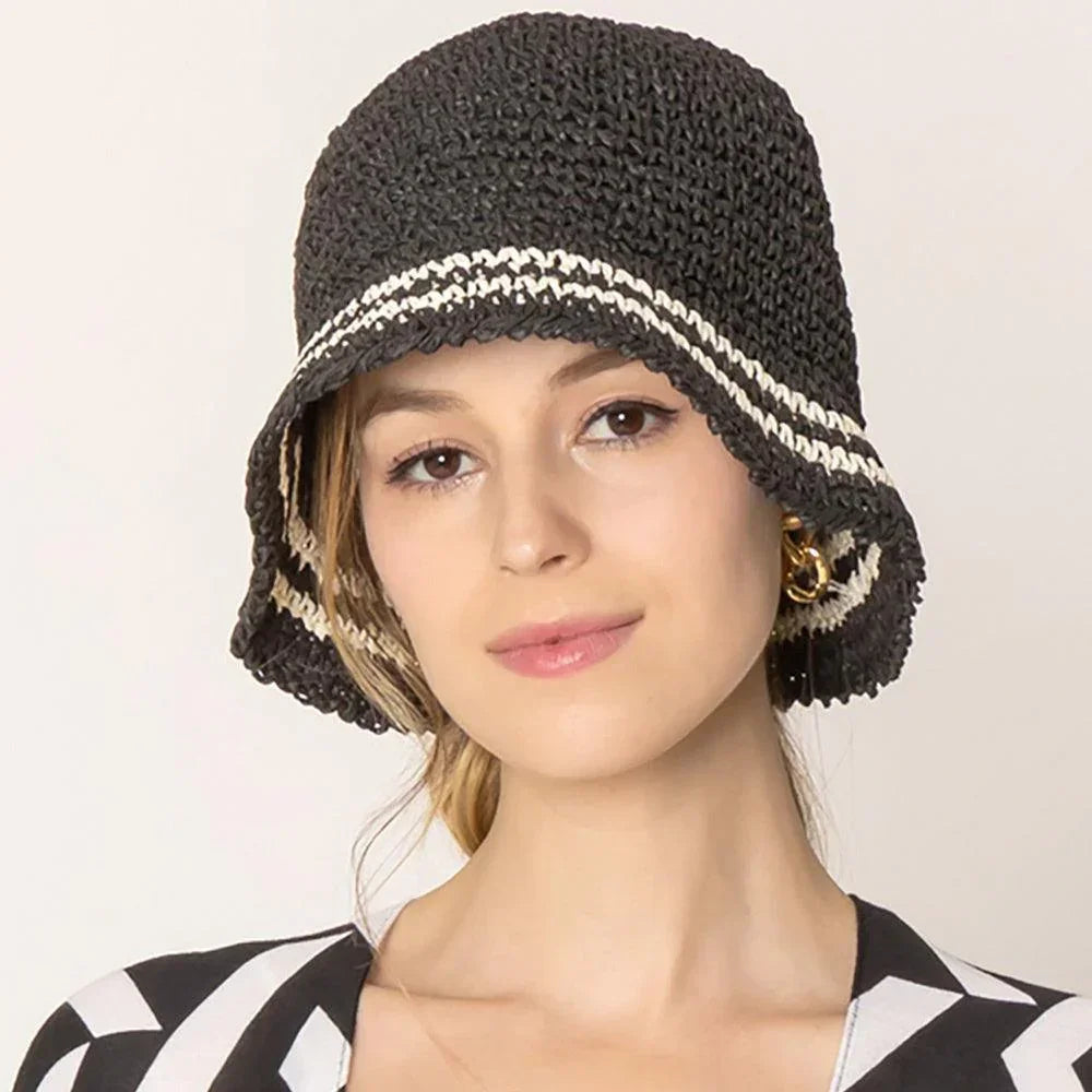 Stripe Straw Bucket Hat - Jewelry Store by Erik Rayo