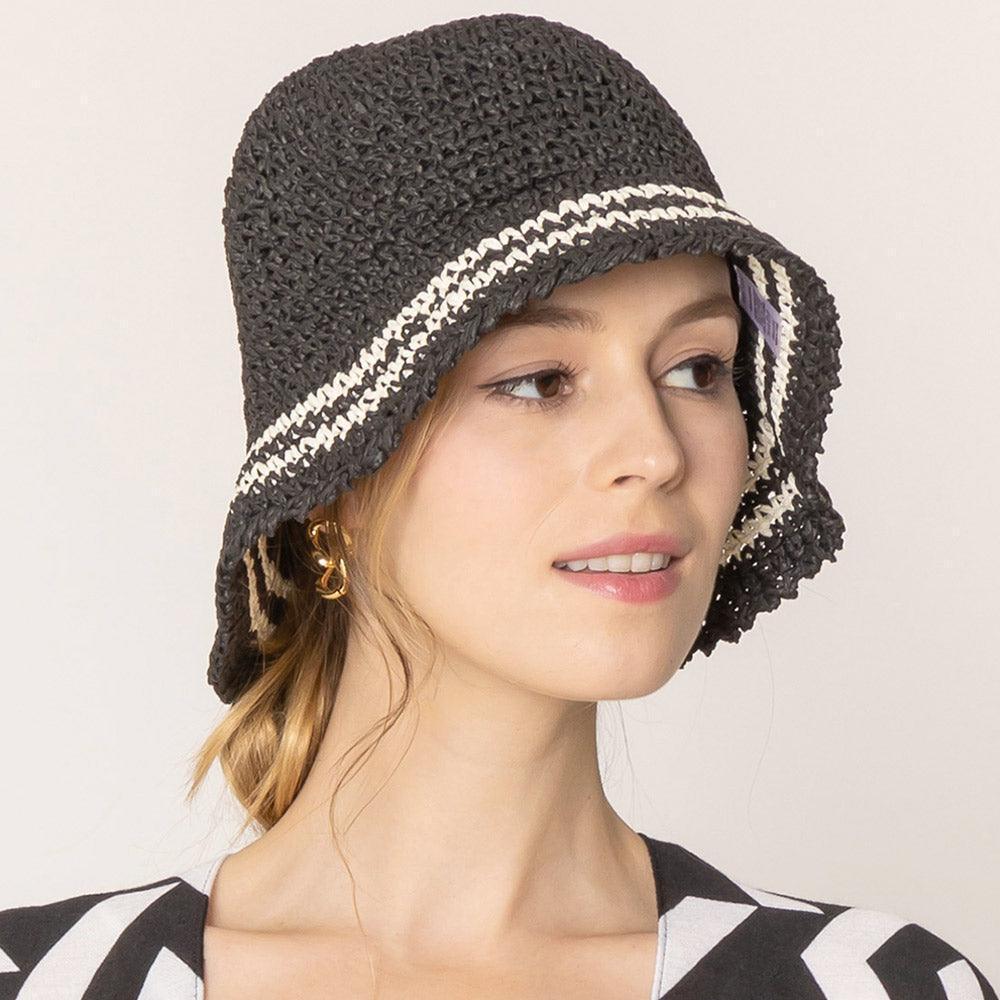 Stripe Straw Bucket Hat - Jewelry Store by Erik Rayo