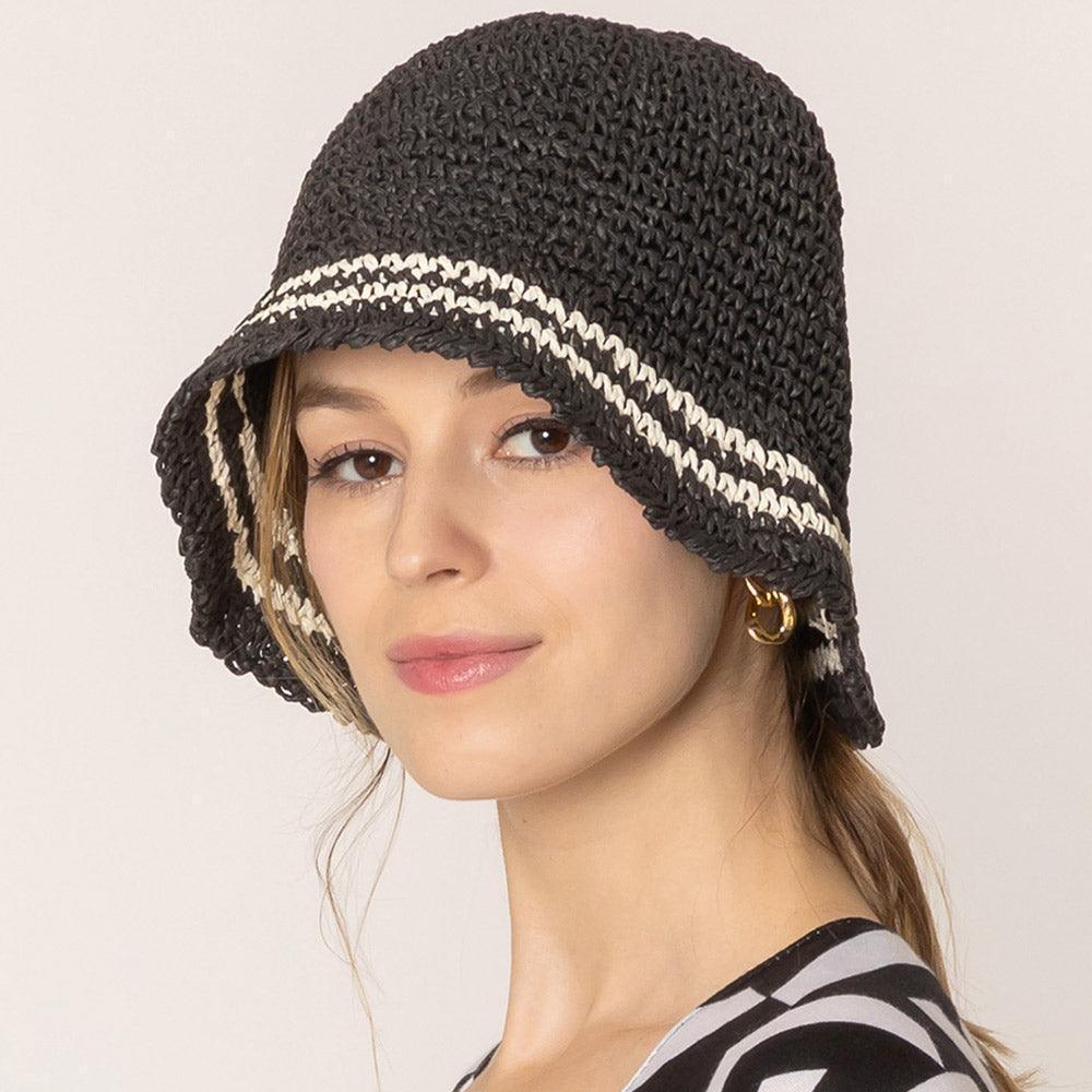 Stripe Straw Bucket Hat - Jewelry Store by Erik Rayo