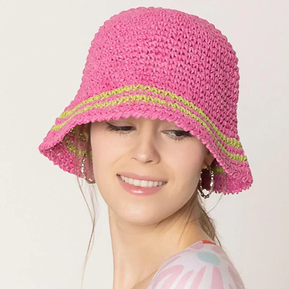 Stripe Straw Bucket Hat - Jewelry Store by Erik Rayo
