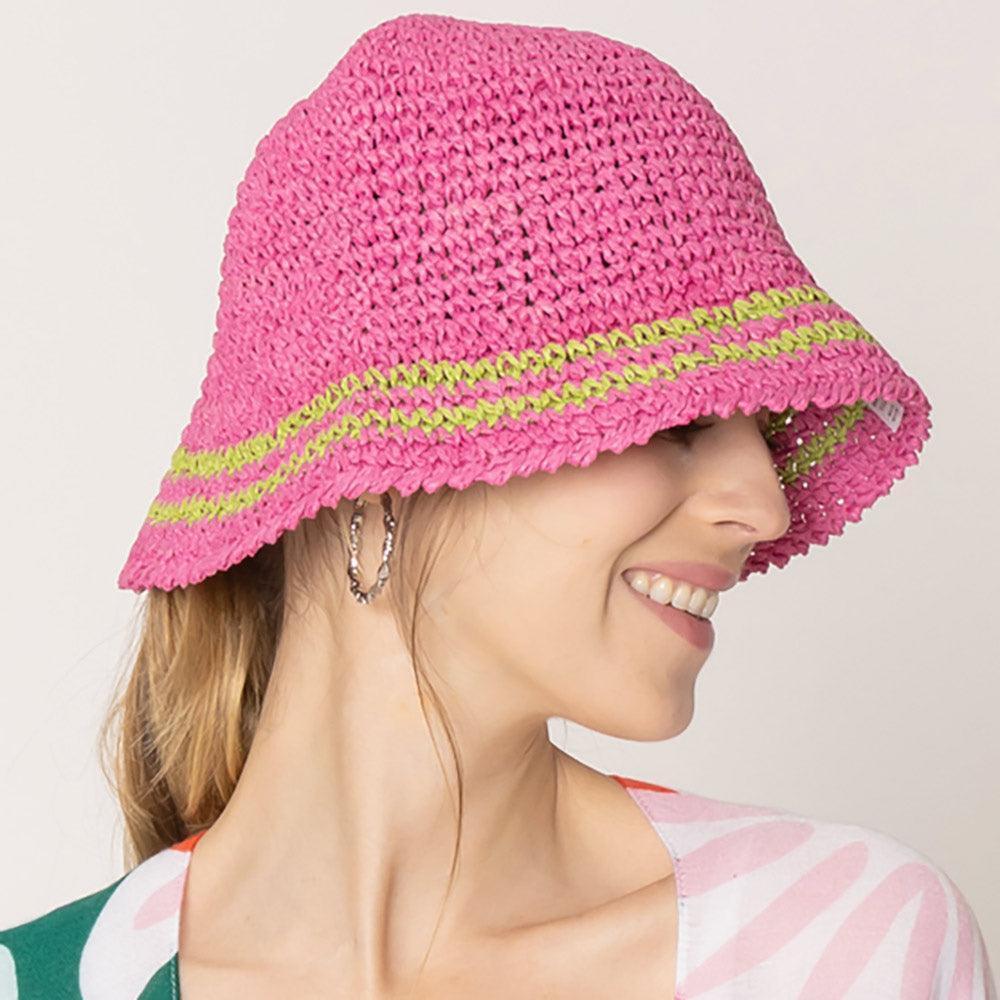 Stripe Straw Bucket Hat - Jewelry Store by Erik Rayo