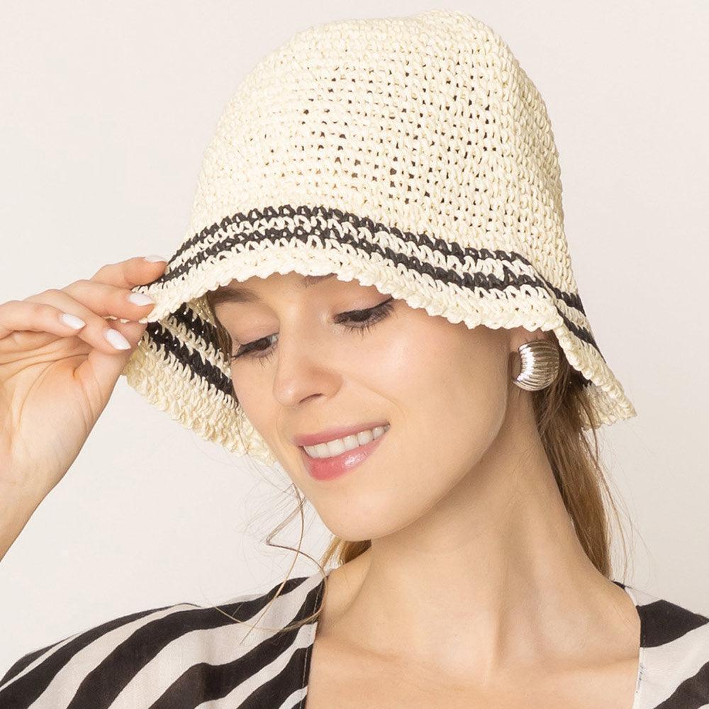Stripe Straw Bucket Hat - Jewelry Store by Erik Rayo