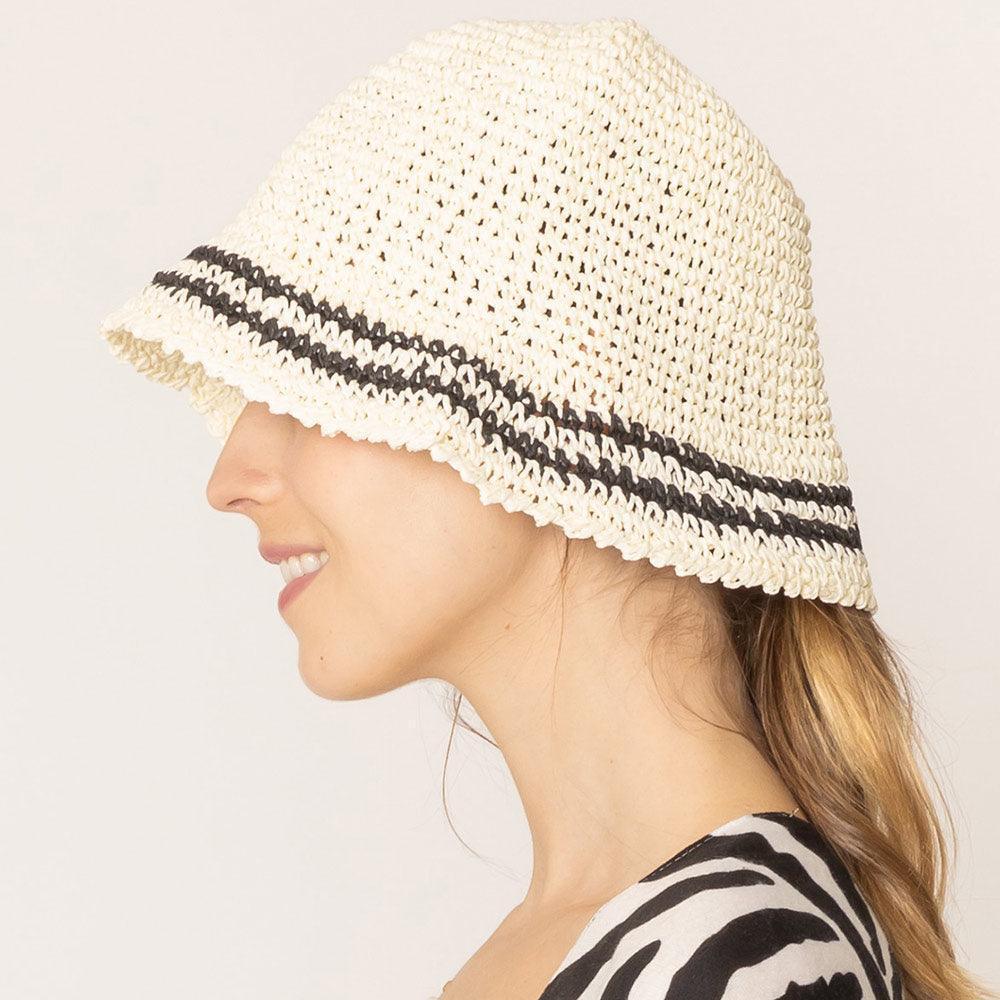 Stripe Straw Bucket Hat - Jewelry Store by Erik Rayo
