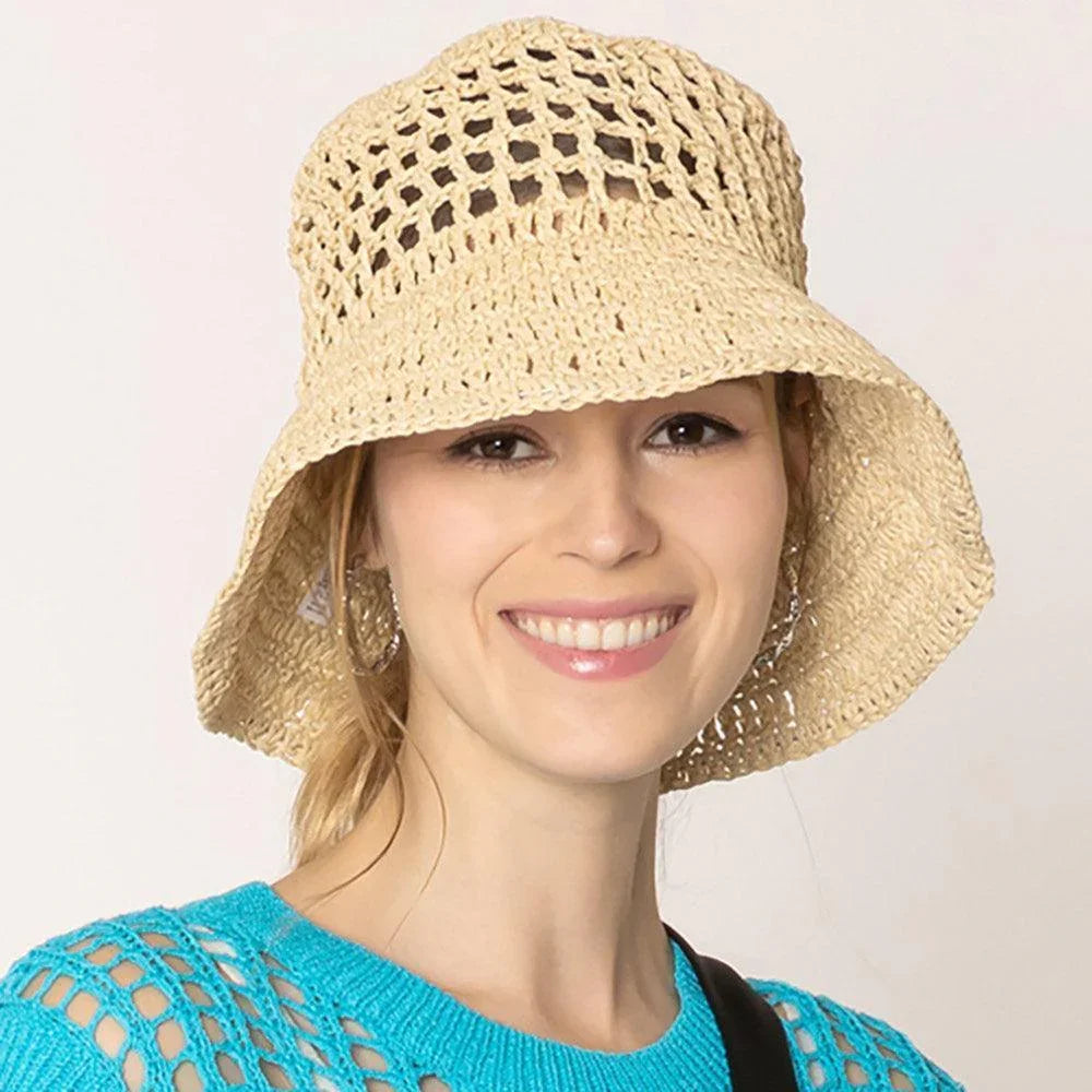 Open Weave Solid Straw Bucket Hat - Jewelry Store by Erik Rayo