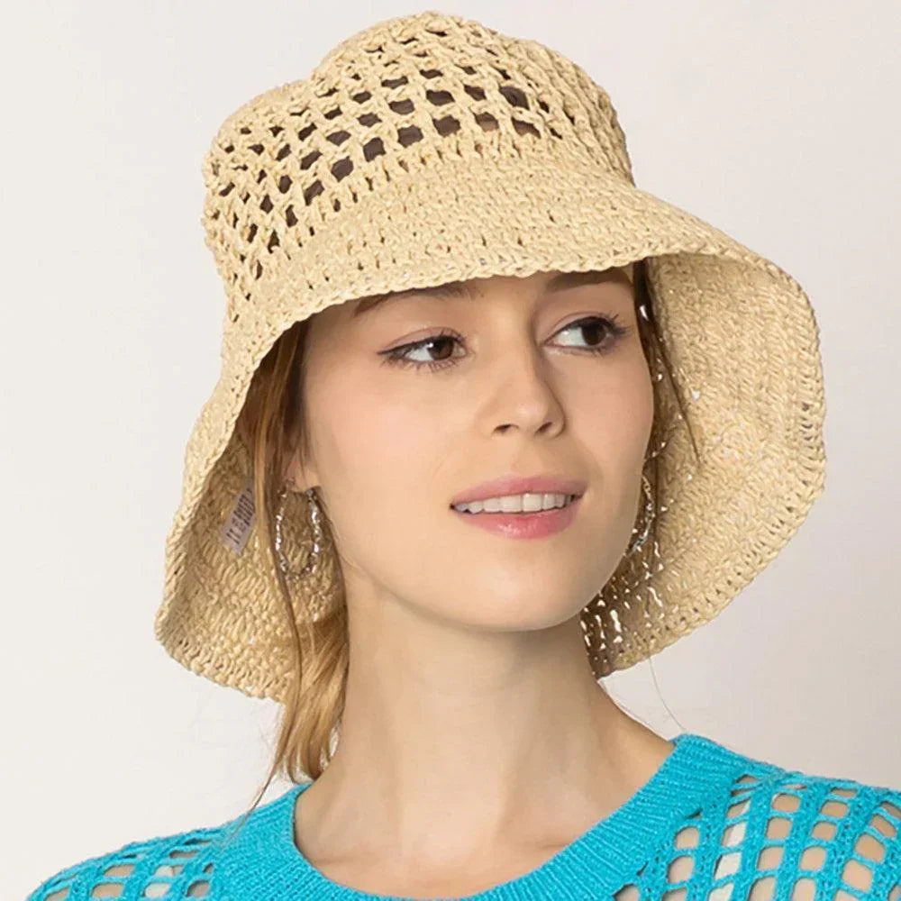 Open Weave Solid Straw Bucket Hat - Jewelry Store by Erik Rayo