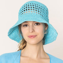 Load image into Gallery viewer, Open Weave Solid Straw Bucket Hat
