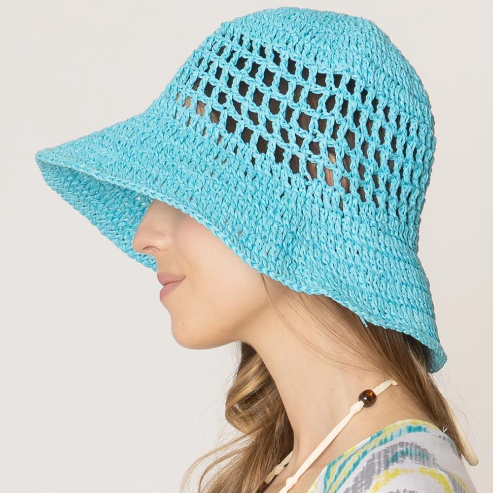 Open Weave Solid Straw Bucket Hat - Jewelry Store by Erik Rayo