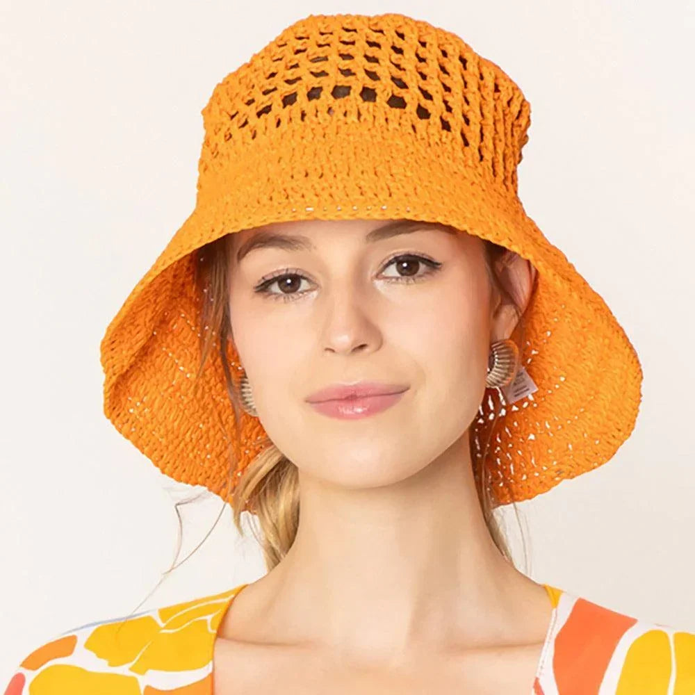 Open Weave Solid Straw Bucket Hat - Jewelry Store by Erik Rayo