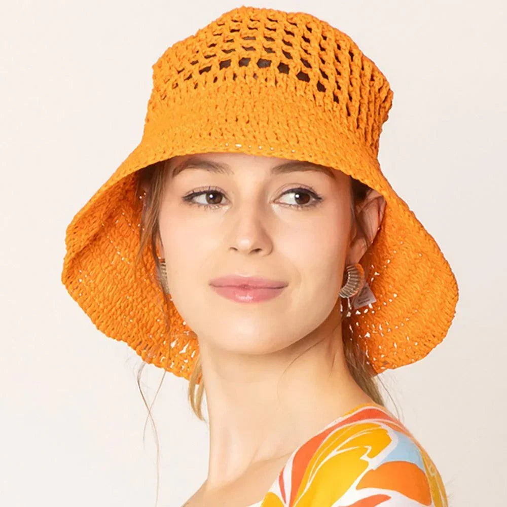 Open Weave Solid Straw Bucket Hat - Jewelry Store by Erik Rayo