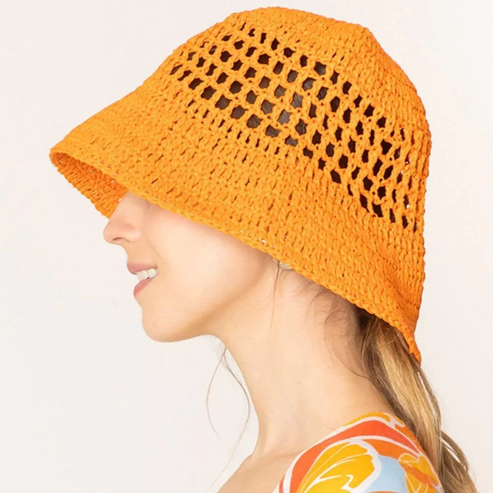 Open Weave Solid Straw Bucket Hat - Jewelry Store by Erik Rayo