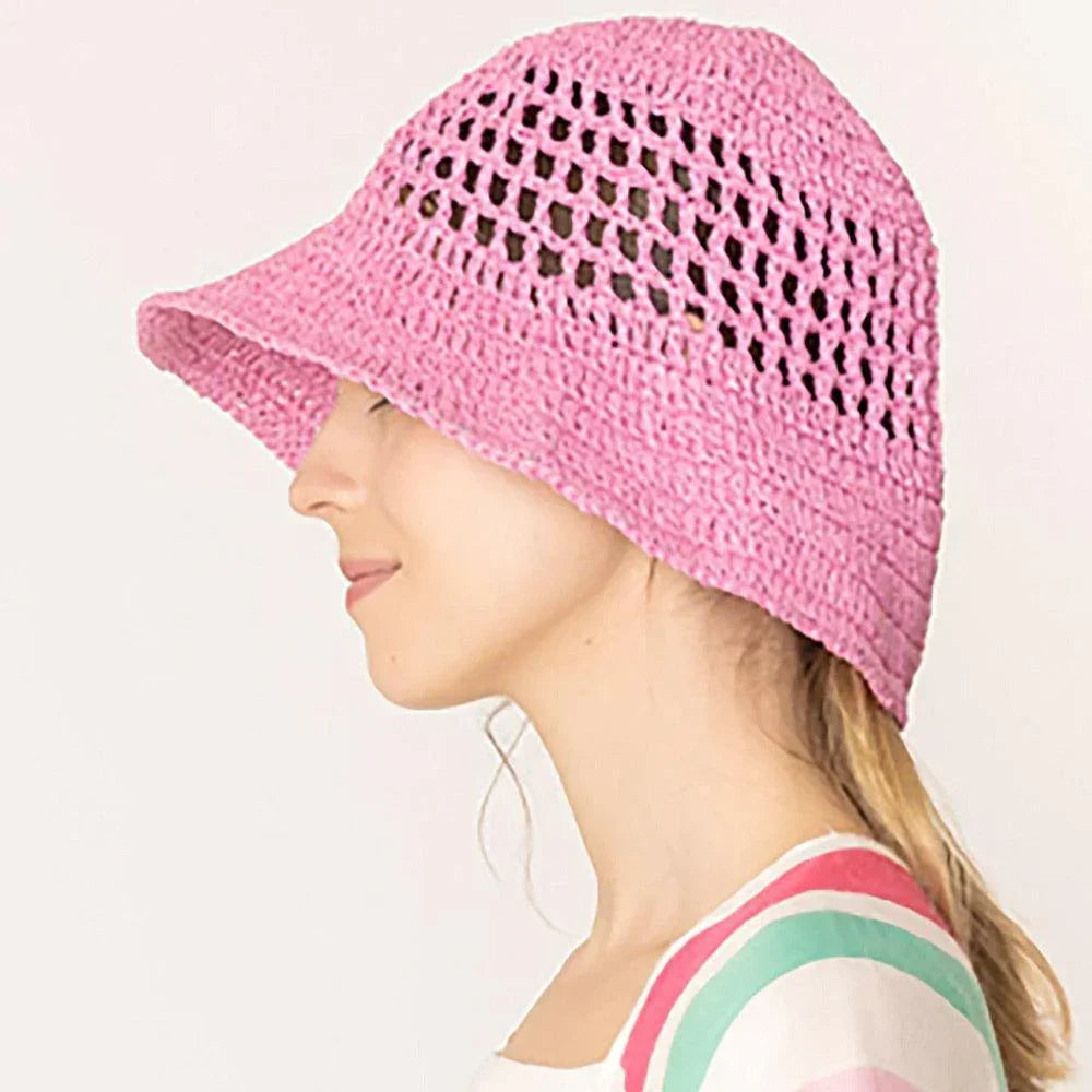Open Weave Solid Straw Bucket Hat - Jewelry Store by Erik Rayo