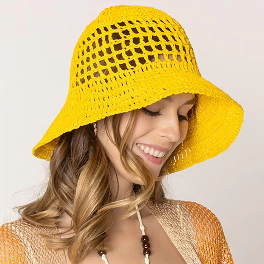 Open Weave Solid Straw Bucket Hat - Jewelry Store by Erik Rayo