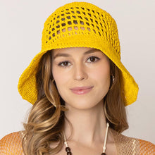 Load image into Gallery viewer, Open Weave Solid Straw Bucket Hat
