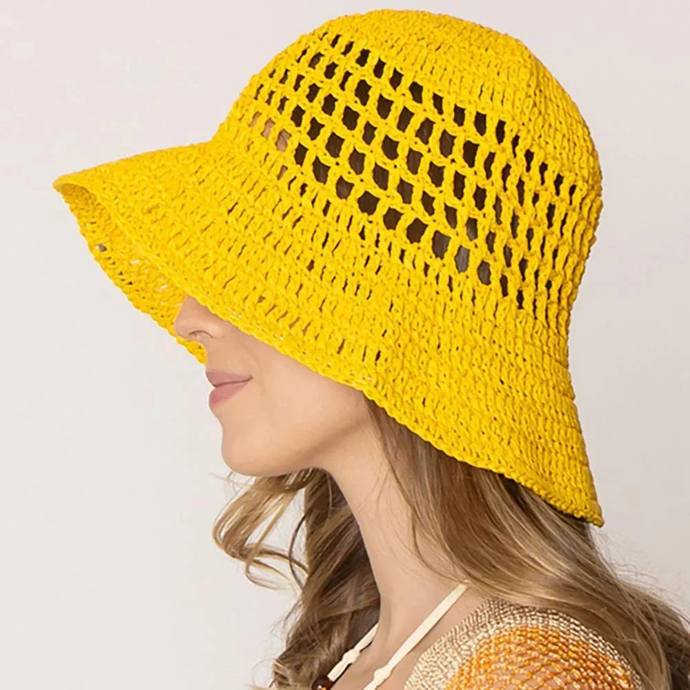 Open Weave Solid Straw Bucket Hat - Jewelry Store by Erik Rayo