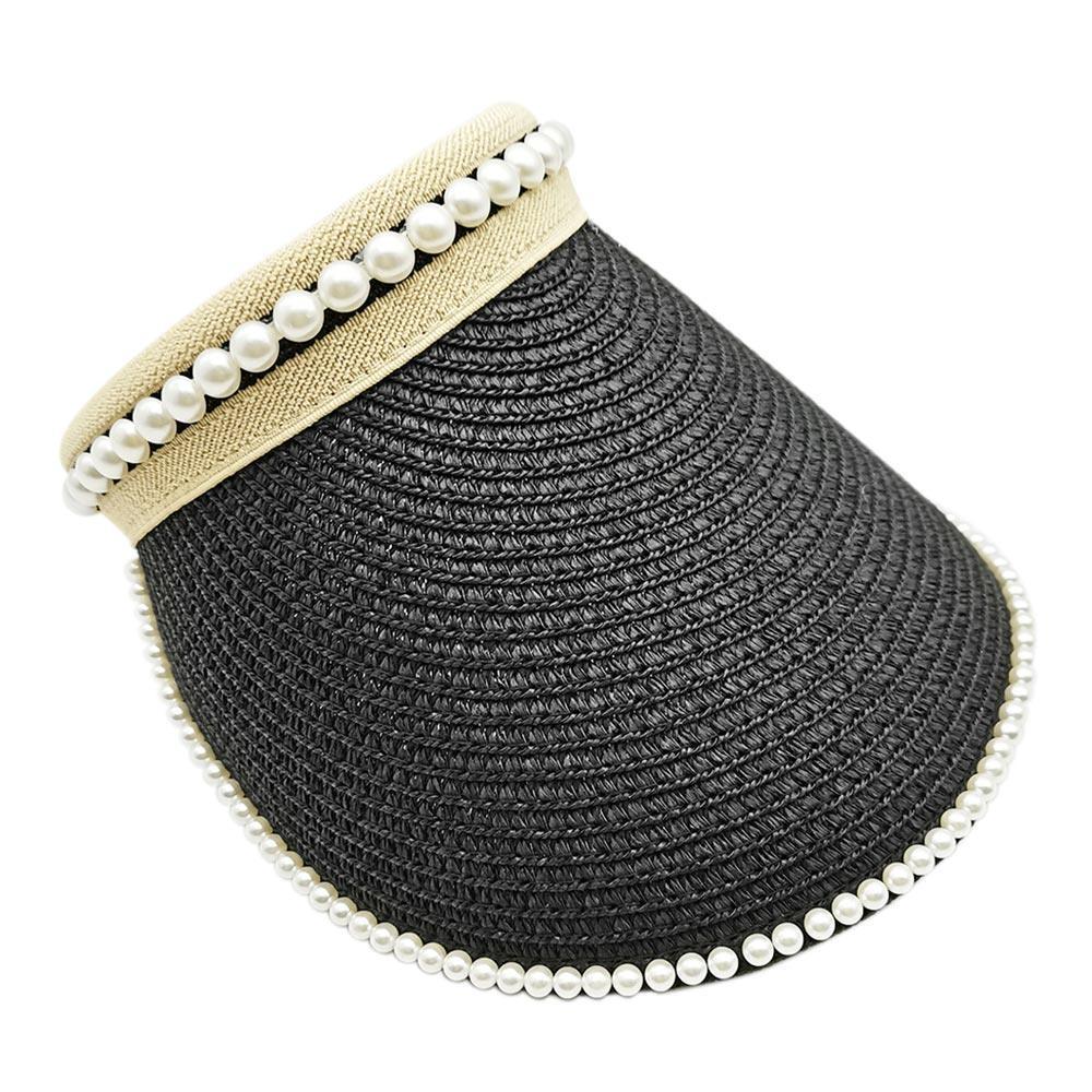 Pearl Pointed Straw Sun Visor Hat - Jewelry Store by Erik Rayo
